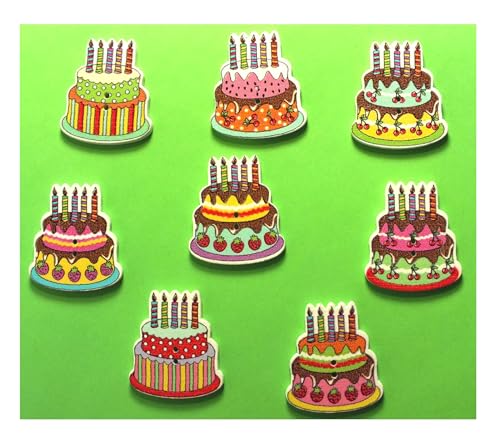 8 Holzknöpfe: Kuchen, 30 x 26 mm (04) von Boutique d'isacrea