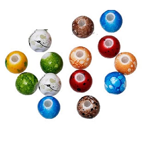 Acrylperlen: 50 Stück, rund, mehrfarbig, marmoriert, 6 mm (02) von Boutique d'isacrea