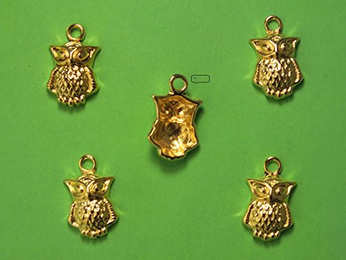 Boutique d'isacrea LOT 5-Charm Metal Gold: Eule 16 mm – Anhänger Deko aus Metall – DIY für Verschönerungen von Schmuck, Scrapbooking. von Boutique d'isacrea