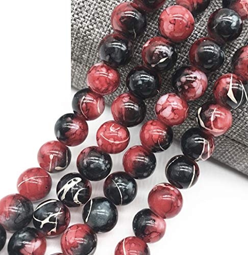 Boutique d'isacrea Perlen, Glas, rund, marmoriert, Schwarz/Rot/Weiß, 8 mm, 30 Stück Boutique d'isacrea Perlen, Glas, rund, marmoriert, Schwarz/Rot/Weiß, 8 mm, 30 Stück von Boutique d'isacrea