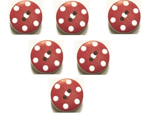 Boutique d'isacrea Shop D isacrea Set 6 Tasten Holz Nähmaschine: Rund Rot/Weiß Gepunktet 15 mm Boutique d'isacrea Shop D isacrea Set 6 Tasten Holz Nähmaschine: Rund Rot/Weiß Gepunktet 15 mm von Boutique d'isacrea