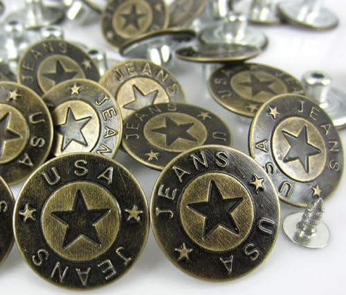 Metallknöpfe, 20 mm, rund, für Jeans (08), 6 Stück von Boutique d'isacrea