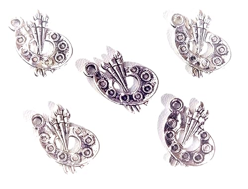 Set mit 5 Charm-Anhängern, Silber: Malpalette 17 x 14 mm (01) von Boutique d'isacrea