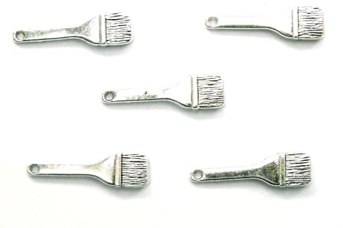 Set mit 5 Charms/Riegeln, Silber: Pinsel, 25 x 7 mm (01) von Boutique d'isacrea