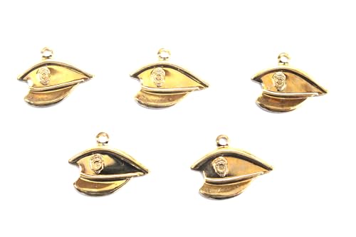 Set mit 5 Charms/Riegeln, goldfarben, Polizeimütze, 15 x 12 mm von Boutique d'isacrea