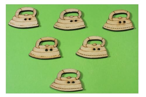 Set mit 6 Holzknöpfen: Eisen, 23 x 16 mm von Boutique d'isacrea