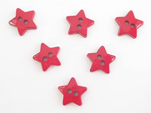 Set mit 6 Knöpfen: roter Sternen, 12 mm von Boutique d'isacrea