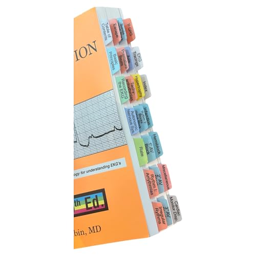 Buchreiter für schnelle Interpretation von EKG's, sechste Ausgabe, 6. Auflage, laminiert, langlebig, farbcodiert, repositionierbare Reiter (Buch nicht im Lieferumfang enthalten) von Bova Books