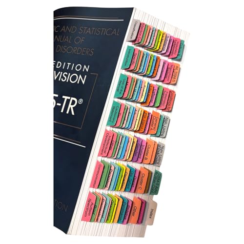 Laminierte Buchregister für Diagnose- und Statistikhandbuch psychischer Störungen, Textüberarbeitung Dsm-5-tr 5. Auflage. Farbkodiert und abnehmbar mit Ausrichtungskarte für einfache Installation von Bova Books
