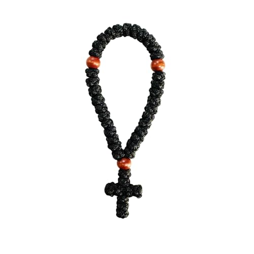 Bovemee 1 x handgefertigter christlicher 33 Knoten, orthodoxe, griechische Omboskoini-Gebetsschnur, Schutz, Segen, Kreuz, Quaste, Auto, zum Aufhängen, Schwarz Bovemee 1 x handgefertigter christlicher 33 Knoten, orthodoxe, griechische Omboskoini-Gebetsschnur, Schutz, Segen, Kreuz, Quaste, Auto, zum Aufhängen, Schwarz von Bovemee