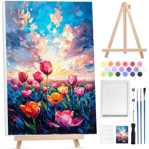 BOWETILE Blumen Malen nach Zahlen für Erwachsene mit Rahmen, Landschaft Landschaften Malen nach Zahlen mit Holzstaffelei für Anfänger Leinwand Kit, DIY Acryl-Pigment Malvorlage für Home Décor 20x30 cm BOWETILE Blumen Malen nach Zahlen für Erwachsene mit Rahmen, Landschaft Landschaften Malen nach Zahlen mit Holzstaffelei für Anfänger Leinwand Kit, DIY Acryl-Pigment Malvorlage für Home Décor 20x30 cm von Bowetile