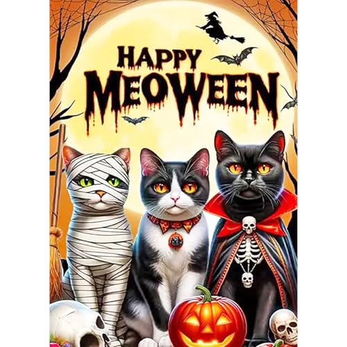 BOWETILE Halloween Diamond Painting Katze-Kürbis-Totenkopf Erwachsene, Katze mit Strasssteinen für Anfänger, Diamant Painting Bilder Erwachsene, Diamond-Painting Arts Craft für Home Wand Decor 30x40cm BOWETILE Halloween Diamond Painting Katze-Kürbis-Totenkopf Erwachsene, Katze mit Strasssteinen für Anfänger, Diamant Painting Bilder Erwachsene, Diamond-Painting Arts Craft für Home Wand Decor 30x40cm von Bowetile