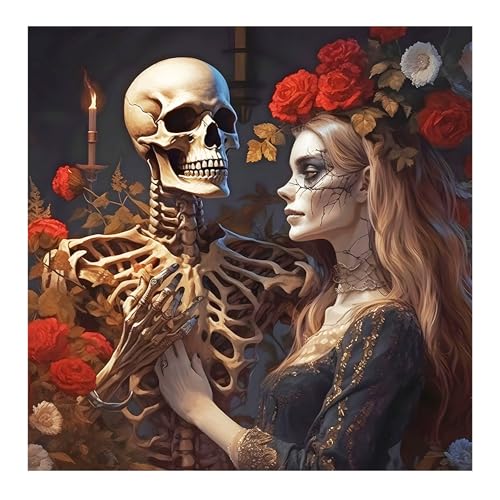 BOWETILE Halloween Diamond Painting Skelett-Frau mit Rosen Erwachsene, Kürbis mit Strasssteinen für Anfänger, Diamant Painting Bilder Erwachsene,Diamond-Painting Arts Craft für Home Wand Decor 30x40cm BOWETILE Halloween Diamond Painting Skelett-Frau mit Rosen Erwachsene, Kürbis mit Strasssteinen für Anfänger, Diamant Painting Bilder Erwachsene,Diamond-Painting Arts Craft für Home Wand Decor 30x40cm von Bowetile