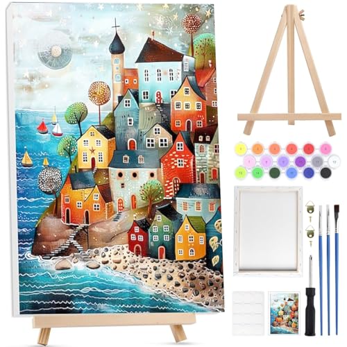 BOWETILE Schloss Malen nach Zahlen für Erwachsene mit Rahmen,Landschaften Landschaften Malen nach Zahlen mit Holzstaffelei für Anfänger Leinwand Kit,DIY Acryl-Pigment Malvorlage für Home Décor 20x30cm BOWETILE Schloss Malen nach Zahlen für Erwachsene mit Rahmen,Landschaften Landschaften Malen nach Zahlen mit Holzstaffelei für Anfänger Leinwand Kit,DIY Acryl-Pigment Malvorlage für Home Décor 20x30cm von Bowetile