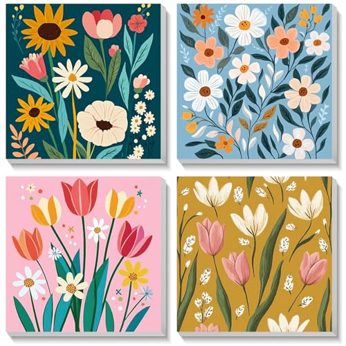 Bowetile 4 Stück Blume Malen Nach Zahlen Kinder ab Adults Jahre Mädchen mit Rahmen, Malen Nach Zahlen Kinder, Diy Gemäide Bastelset auf Leinwand mit Pinseln und Acrylpigment für Home Décor, 20x20 Bowetile 4 Stück Blume Malen Nach Zahlen Kinder ab Adults Jahre Mädchen mit Rahmen, Malen Nach Zahlen Kinder, Diy Gemäide Bastelset auf Leinwand mit Pinseln und Acrylpigment für Home Décor, 20x20 von Bowetile