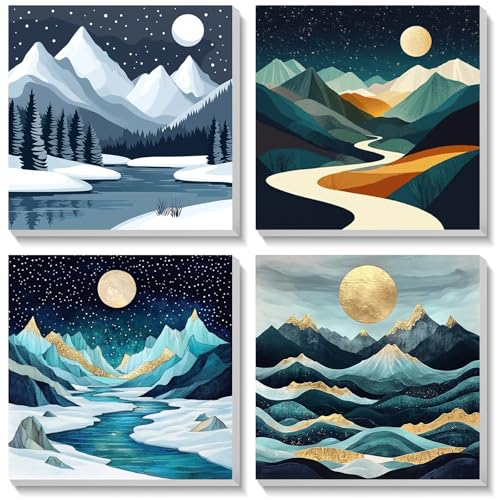 Bowetile 4 Stück Mond Malen Nach Zahlen Kinder mit Rahmen, Malen Nach Zahlen Kinder mit Rahmen ab 4-8-12+, Diy Gemäide Bastelset auf Leinwand mit Pinseln und Acrylpigment für Home Décor 20x20cm Bowetile 4 Stück Mond Malen Nach Zahlen Kinder mit Rahmen, Malen Nach Zahlen Kinder mit Rahmen ab 4-8-12+, Diy Gemäide Bastelset auf Leinwand mit Pinseln und Acrylpigment für Home Décor 20x20cm von Bowetile