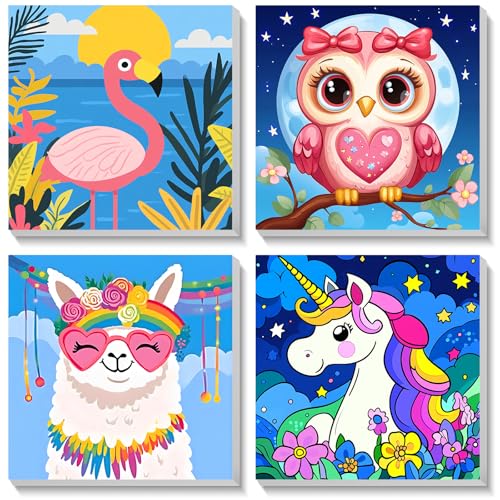 Bowetile 4 Stück Tiere Malen Nach Zahlen Kinder mit Rahmen, Malen Nach Zahlen Kinder mit Rahmen ab 4-8-12+, DIY Gemäide Bastelset auf Leinwand mit Pinseln und Acrylpigment für Home Décor, 20x20 cm Bowetile 4 Stück Tiere Malen Nach Zahlen Kinder mit Rahmen, Malen Nach Zahlen Kinder mit Rahmen ab 4-8-12+, DIY Gemäide Bastelset auf Leinwand mit Pinseln und Acrylpigment für Home Décor, 20x20 cm von Bowetile