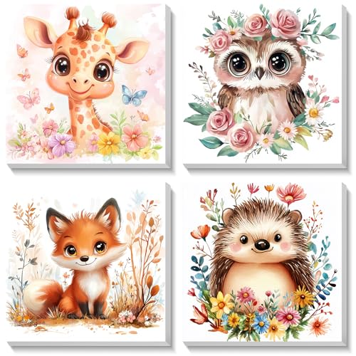Bowetile 4 Stück Tiere Malen Nach Zahlen Kinder mit Rahmen, Malen Nach Zahlen Kinder mit Rahmen ab 4-8-12+, DIY Gemäide Bastelset auf Leinwand mit Pinseln und Acrylpigment für Home Décor 20x20cm Bowetile 4 Stück Tiere Malen Nach Zahlen Kinder mit Rahmen, Malen Nach Zahlen Kinder mit Rahmen ab 4-8-12+, DIY Gemäide Bastelset auf Leinwand mit Pinseln und Acrylpigment für Home Décor 20x20cm von Bowetile