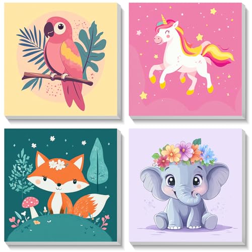 Bowetile 4 Stück Tiere Malen Nach Zahlen Kinder mit Rahmen, Malen Nach Zahlen Kinder mit Rahmen ab 4-8-12+, DIY Gemäide Bastelset auf Leinwand mit Pinseln und Acrylpigment für Home Décor 20x20cm Bowetile 4 Stück Tiere Malen Nach Zahlen Kinder mit Rahmen, Malen Nach Zahlen Kinder mit Rahmen ab 4-8-12+, DIY Gemäide Bastelset auf Leinwand mit Pinseln und Acrylpigment für Home Décor 20x20cm von Bowetile