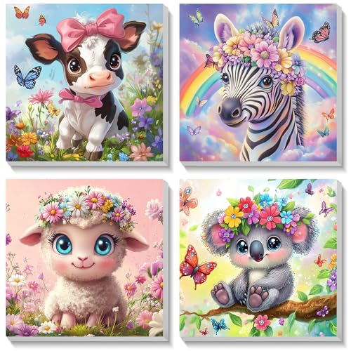 Bowetile 4 Stück Tiere Malen Nach Zahlen Kinder mit Rahmen, Malen Nach Zahlen Kinder mit Rahmen ab 4-8-12+, Diy Gemäide Bastelset auf Leinwand mit Pinseln und Acrylpigment für Home Décor 20x20cm Bowetile 4 Stück Tiere Malen Nach Zahlen Kinder mit Rahmen, Malen Nach Zahlen Kinder mit Rahmen ab 4-8-12+, Diy Gemäide Bastelset auf Leinwand mit Pinseln und Acrylpigment für Home Décor 20x20cm von Bowetile