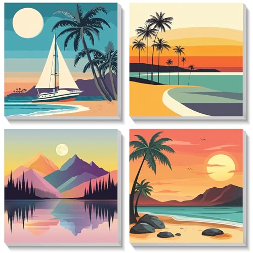 Bowetile 4Stück Sonnenuntergang Malen Nach Zahlen Kinder mit Rahmen, Malen Nach Zahlen Kinder mit Rahmen ab4-12, Diy Gemäide Bastelset auf Leinwand mit Pinseln und Acrylpigment für Home Décor 20x20cm Bowetile 4Stück Sonnenuntergang Malen Nach Zahlen Kinder mit Rahmen, Malen Nach Zahlen Kinder mit Rahmen ab4-12, Diy Gemäide Bastelset auf Leinwand mit Pinseln und Acrylpigment für Home Décor 20x20cm von Bowetile