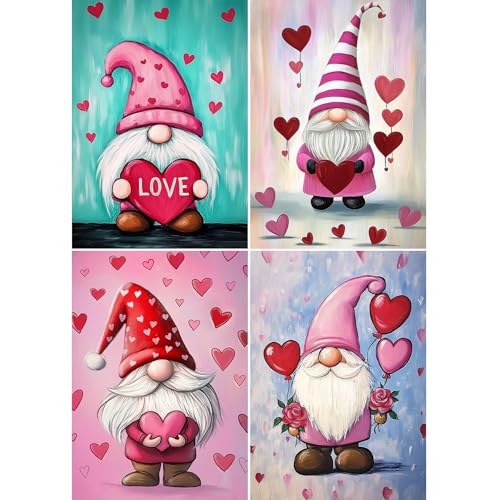 Bowetile 4er-Pack 5D Diamond Painting Bilder, Diamant Painting Gnom, Niedlich Gnom Diamond Painting Set für Erwachsene Kinder, DIY Herz Diamond Art Kreuzstichbilder für Wohnkultur 30x40 cm Bowetile 4er-Pack 5D Diamond Painting Bilder, Diamant Painting Gnom, Niedlich Gnom Diamond Painting Set für Erwachsene Kinder, DIY Herz Diamond Art Kreuzstichbilder für Wohnkultur 30x40 cm von Bowetile