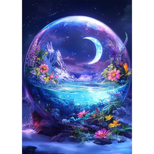 Bowetile 5D DIY Diamond Painting Landschaft, Mond-Diamond-Art-Malerei-Sets für Erwachsene, Komplette Strassbilder Blumen-Bilder mit Strasssteinen für Anfänger, Wanddekoration für Zuhause 30x40 cm Bowetile 5D DIY Diamond Painting Landschaft, Mond-Diamond-Art-Malerei-Sets für Erwachsene, Komplette Strassbilder Blumen-Bilder mit Strasssteinen für Anfänger, Wanddekoration für Zuhause 30x40 cm von Bowetile