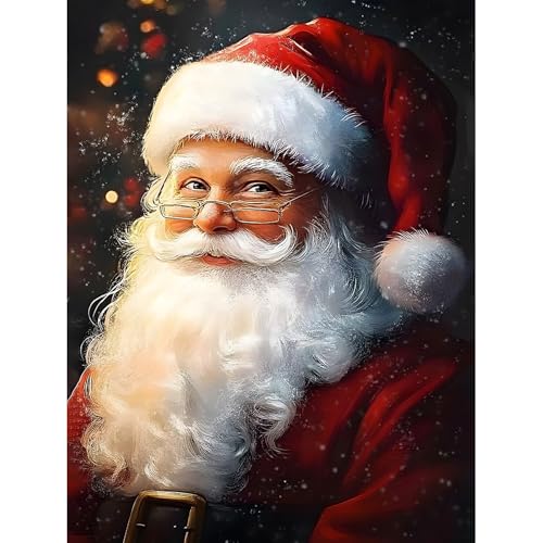 Bowetile 5D Diamond Painting Bilder, Diamant Painting Weihnachtsmann, Diamond Painting Set für Erwachsene Kinder, Komplettes DIY Diamond Art Malen Stickset, Kreuzstichbilder für Wohnkultur 30x40 cm von Bowetile