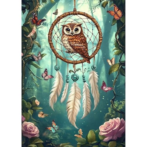 Bowetile 5D Diamond Painting Bilder Traumfänger, Eule Diamond Painting Set für Erwachsene und Kinder, Komplettes DIY Traumfänger Diamond Art Malen Stickset für Kreuzstichbilder, Wohnkultur 30x40 cm Bowetile 5D Diamond Painting Bilder Traumfänger, Eule Diamond Painting Set für Erwachsene und Kinder, Komplettes DIY Traumfänger Diamond Art Malen Stickset für Kreuzstichbilder, Wohnkultur 30x40 cm von Bowetile