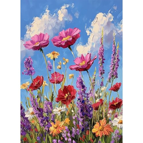 Bowetile DIY Diamond Painting Blumen, Landschafts-Diamond-Art-Malerei-Sets für Erwachsene, Komplette Strassbilder Natur-Bilder mit Strasssteinen für Anfänger, Wanddekoration für Zuhause 30x40cm von Bowetile