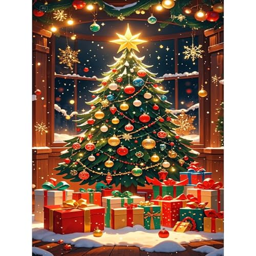 Bowetile Diamond Painting Weihnachtsbäume Erwachsene, Weihnachten Weihnachtsbäume Diamant Painting Bilder für Erwachsene Anfänger, 5D DIY Diamond Art Craft für Home Wand Decor 30x40cm von Bowetile