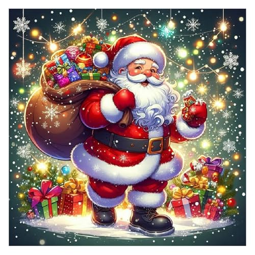 Bowetile Diamond Painting Weihnachtsmann Erwachsene, Weihnachten Weihnachtsmann Diamant Painting Bilder für Erwachsene Anfänger, 5D DIY Diamond Art Craft für Home Wand Decor 30x30cm von Bowetile