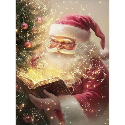 Bowetile Diamond Painting Weihnachtsmann Erwachsene, Weihnachten Weihnachtsmann Diamant Painting Bilder für Erwachsene Anfänger, 5D DIY Diamond Art Craft für Home Wand Decor 30x40cm von Bowetile