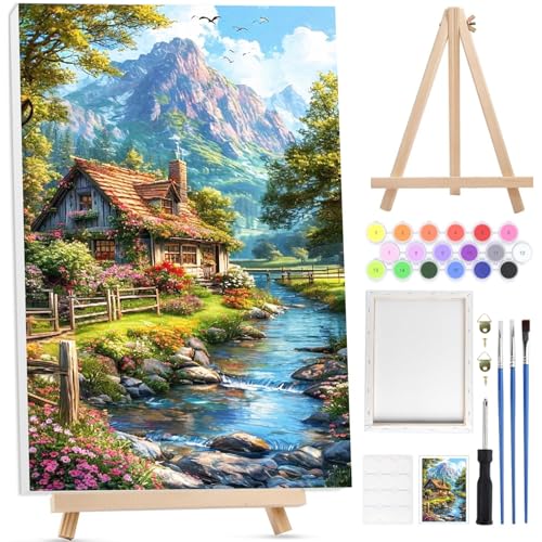 Bowetile Dorf Malen nach Zahlen für Erwachsene mit Rahmen, Landschaften Malen nach Zahlen mit Holzstaffelei für Anfänger Leinwand Kit, DIY Acryl-Pigment Malvorlage für Home Décor, 20x30 cm Bowetile Dorf Malen nach Zahlen für Erwachsene mit Rahmen, Landschaften Malen nach Zahlen mit Holzstaffelei für Anfänger Leinwand Kit, DIY Acryl-Pigment Malvorlage für Home Décor, 20x30 cm von Bowetile