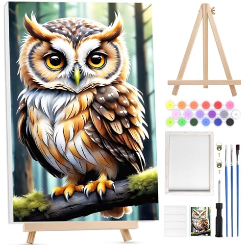 Bowetile Eule Malen nach Zahlen für Erwachsene mit Rahmen, Tiere Malen nach Zahlen mit Holzstaffelei für Anfänger Leinwand Kit, DIY Acryl-Pigment Malvorlage für Home Décor, 20x30 cm Bowetile Eule Malen nach Zahlen für Erwachsene mit Rahmen, Tiere Malen nach Zahlen mit Holzstaffelei für Anfänger Leinwand Kit, DIY Acryl-Pigment Malvorlage für Home Décor, 20x30 cm von Bowetile