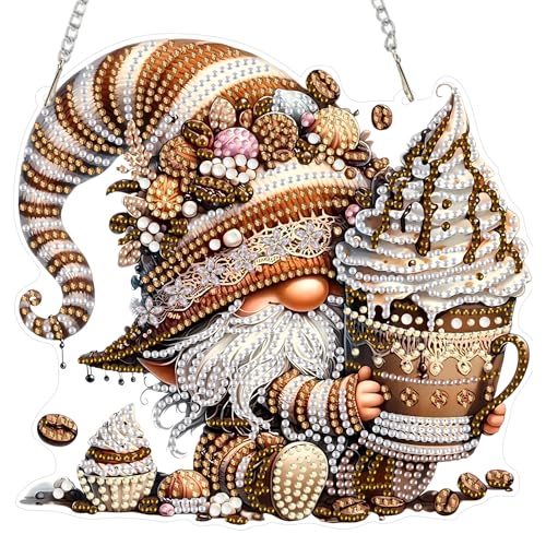 Bowetile Halloween Diamond Painting Anhänger Grome, Grome Diamond Painting Erwachsene Kinder Anhänger mit Kette, Hängende Ornament Motive Bastelset für Fensterbilder Wand Tür Garten, Decor Geschenk von Bowetile