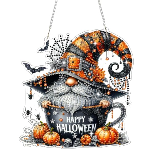 Bowetile Halloween Diamond Painting Anhänger Kürbis, Gnome Diamond Painting Erwachsene Kinder Anhänger mit Kette, Hängende Ornament Motive Bastelset für Fensterbilder Wand Tür Garten, Decor Geschenk Bowetile Halloween Diamond Painting Anhänger Kürbis, Gnome Diamond Painting Erwachsene Kinder Anhänger mit Kette, Hängende Ornament Motive Bastelset für Fensterbilder Wand Tür Garten, Decor Geschenk von Bowetile