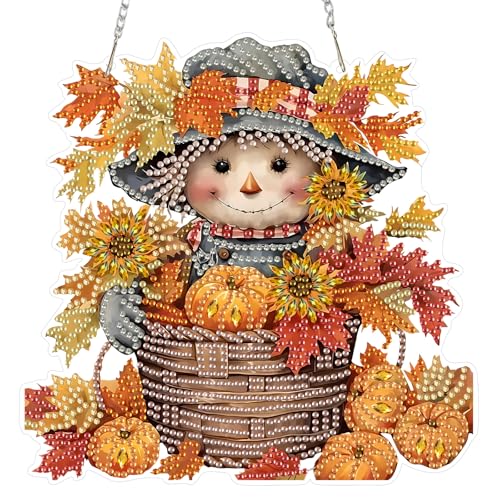 Bowetile Halloween Diamond Painting Anhänger Sonnenblumen, Diamond Painting Erwachsene Kinder Anhänger mit Kette, Hängende Ornament Motive Bastelset für Fensterbilder Wand Tür Garten, Decor Geschenk von Bowetile
