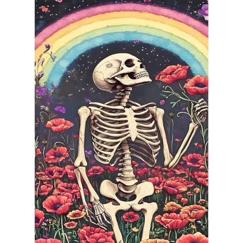 Bowetile Halloween Diamond Painting Regenbogen-Totenkopf Erwachsene, Skelett Kürbis Diamant Painting Bilder Erwachsene, 5D DIY Diamond-Painting Arts Craft für Home Wand Decor 30x40cm Bowetile Halloween Diamond Painting Regenbogen-Totenkopf Erwachsene, Skelett Kürbis Diamant Painting Bilder Erwachsene, 5D DIY Diamond-Painting Arts Craft für Home Wand Decor 30x40cm von Bowetile