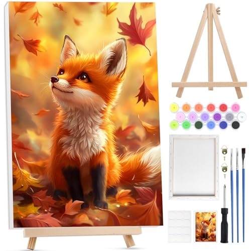 Bowetile Herbstfuchs Malen nach Zahlen für Erwachsene mit Rahmen, Tiere Malen nach Zahlen mit Holzstaffelei für Anfänger Leinwand Kit,Gemäide Bastelset auf Leinwand mit Pinseln Home Decor 20x30cm Bowetile Herbstfuchs Malen nach Zahlen für Erwachsene mit Rahmen, Tiere Malen nach Zahlen mit Holzstaffelei für Anfänger Leinwand Kit,Gemäide Bastelset auf Leinwand mit Pinseln Home Decor 20x30cm von Bowetile