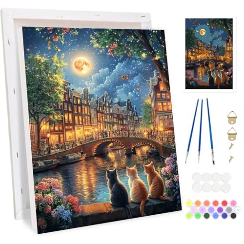 Bowetile Mondlandschaft und Katze Malen nach Zahlen für Erwachsene mit Rahmen, Malen nach Zahlen Set für Anfänger Leinwand Kit,Gemäide Bastelset auf Leinwand mit Pinseln für Home Decor 20x30cm Bowetile Mondlandschaft und Katze Malen nach Zahlen für Erwachsene mit Rahmen, Malen nach Zahlen Set für Anfänger Leinwand Kit,Gemäide Bastelset auf Leinwand mit Pinseln für Home Decor 20x30cm von Bowetile