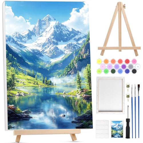 Bowetile Schneeberg Malen nach Zahlen für Erwachsene mit Rahmen, Landschaften Malen nach Zahlen mit Holzstaffelei für Anfänger Leinwand Kit, DIY Acryl-Pigment Malvorlage für Home Décor, 20x30 cm Bowetile Schneeberg Malen nach Zahlen für Erwachsene mit Rahmen, Landschaften Malen nach Zahlen mit Holzstaffelei für Anfänger Leinwand Kit, DIY Acryl-Pigment Malvorlage für Home Décor, 20x30 cm von Bowetile