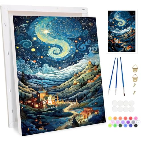 Bowetile Sternenhimmel Berg Malen nach Zahlen für Erwachsene mit Rahmen, Landschaften Malen nach Zahlen für Anfänger Leinwand Kit,Gemäide Bastelset auf Leinwand mit Pinseln für Home Decor 20x30cm Bowetile Sternenhimmel Berg Malen nach Zahlen für Erwachsene mit Rahmen, Landschaften Malen nach Zahlen für Anfänger Leinwand Kit,Gemäide Bastelset auf Leinwand mit Pinseln für Home Decor 20x30cm von Bowetile
