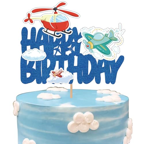 1 Packung Flugzeug-Kuchenaufsatz, Luftflugzeug, Happy Birthday, Partyzubehör, blaue Plektrum-Dekoration für Reisen, Airman-Thema, Geburtstag, Babyparty, Jungen, Mädchen, Kinder, Dekorationen, Flugzeug 1 Packung Flugzeug-Kuchenaufsatz, Luftflugzeug, Happy Birthday, Partyzubehör, blaue Plektrum-Dekoration für Reisen, Airman-Thema, Geburtstag, Babyparty, Jungen, Mädchen, Kinder, Dekorationen, Flugzeug von Boweurois