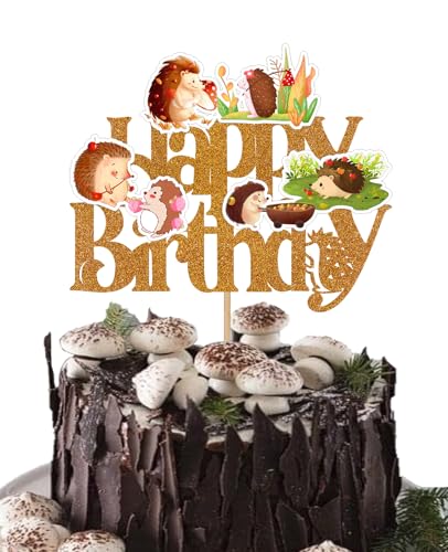 1 x Igel-Geburtstagsparty-Dekoration, Happy Cake Topper braun, dekoratives Thema, Kuchendekoration, Waldtiere, Babyparty, doppelseitiger Druck, Wald, Dschungel, Safari, niedliche Cartoon-Dekoration 1 x Igel-Geburtstagsparty-Dekoration, Happy Cake Topper braun, dekoratives Thema, Kuchendekoration, Waldtiere, Babyparty, doppelseitiger Druck, Wald, Dschungel, Safari, niedliche Cartoon-Dekoration von Boweurois