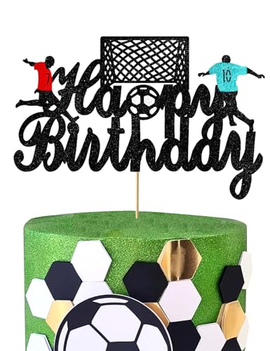 Fußball-Kuchenaufsatz, Fußball-Geburtstagskuchendekorationen für Jungen, glitzerndes Fußball-Thema, Happy Birthday, Party-Dekorationen Fußball-Kuchenaufsatz, Fußball-Geburtstagskuchendekorationen für Jungen, glitzerndes Fußball-Thema, Happy Birthday, Party-Dekorationen von Boweurois