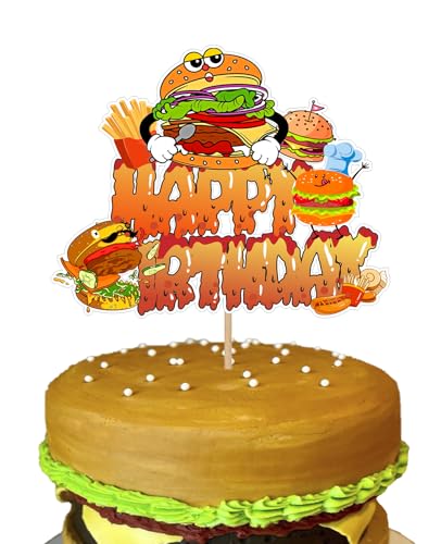Glitzernder Happy Birthday Hamburger-Kuchenaufsatz, leckere gebratene Lebensmittel, Themenparty, Gastgeschenke, Dekorationen, Männer, Frauen, Kinder, Dekoration, Motto-Babyparty, Dekoration, Jungen Glitzernder Happy Birthday Hamburger-Kuchenaufsatz, leckere gebratene Lebensmittel, Themenparty, Gastgeschenke, Dekorationen, Männer, Frauen, Kinder, Dekoration, Motto-Babyparty, Dekoration, Jungen von Boweurois