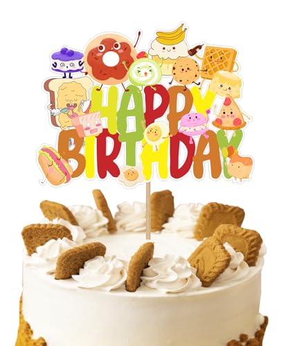 Kuchendekoration zum Backen "Happy Birthday", Party-Dekoration für Kinder, Feinschmecker-Thema, Jungen, Mädchen, Erwachsene, Duschparty, Dekoration, Brot, Lebensmittel-Themen-Dekoration Kuchendekoration zum Backen "Happy Birthday", Party-Dekoration für Kinder, Feinschmecker-Thema, Jungen, Mädchen, Erwachsene, Duschparty, Dekoration, Brot, Lebensmittel-Themen-Dekoration von Boweurois