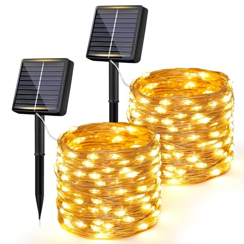 Bowfar 2 Stück Solar Lichterkette Aussen, 12M 120LED Solarlichterkette Außen Wetterfest 8 Modi Kupferdraht Lichterkette Außen Solar Outdoor für Garten Balkon Hochzeit Party Weihnachten Deko, Warmweiß Bowfar 2 Stück Solar Lichterkette Aussen, 12M 120LED Solarlichterkette Außen Wetterfest 8 Modi Kupferdraht Lichterkette Außen Solar Outdoor für Garten Balkon Hochzeit Party Weihnachten Deko, Warmweiß von Bowfar