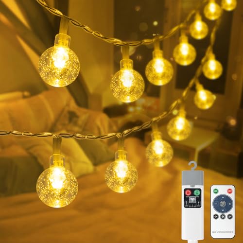 Bowfar Lichterkette Außen Aufladbare Batterie, 5M 50LED Kristall Kugel Lichterkette Batterie und Fernbedienung, 8 Modi IP65 Wasserdicht Globe Lichterketten für Balkon Party Outdoor Garten Deko Bowfar Lichterkette Außen Aufladbare Batterie, 5M 50LED Kristall Kugel Lichterkette Batterie und Fernbedienung, 8 Modi IP65 Wasserdicht Globe Lichterketten für Balkon Party Outdoor Garten Deko von Bowfar